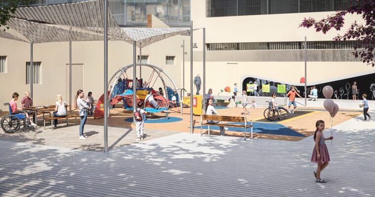 : Obras en los jardines Beatriu de Provença Barcelona.